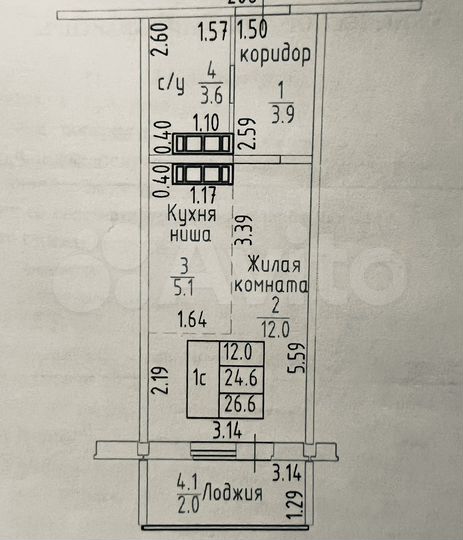 Квартира-студия, 26,6 м², 5/16 эт.