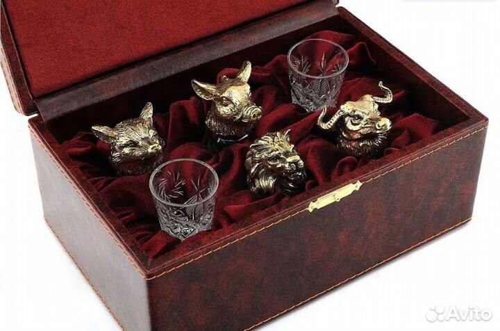 Стопки-перевертыш из хрусталя в шкатулке, 6 персон