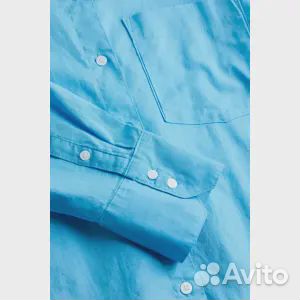 Рубашка из смесовой льняной ткани H&M, синий