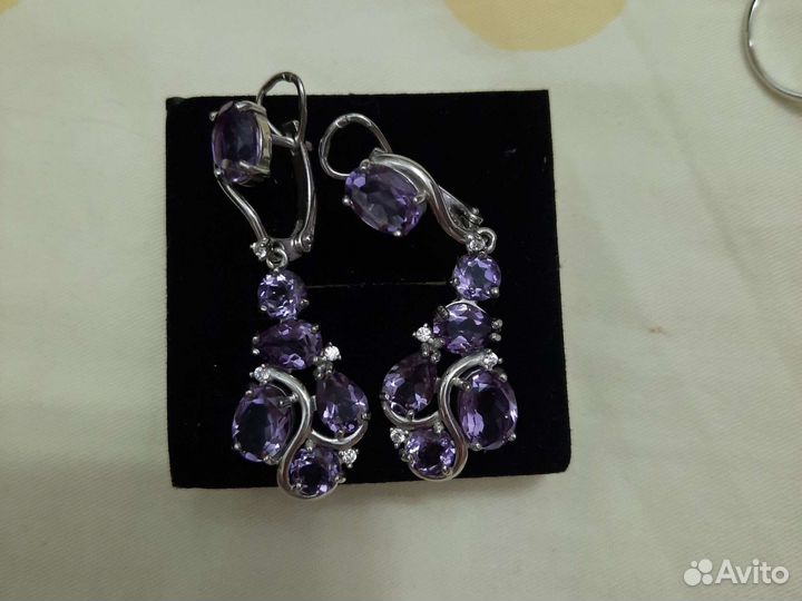 Комплект серебряный с аметистом