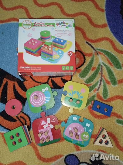 Развивающий детский сортер деревянный 3+