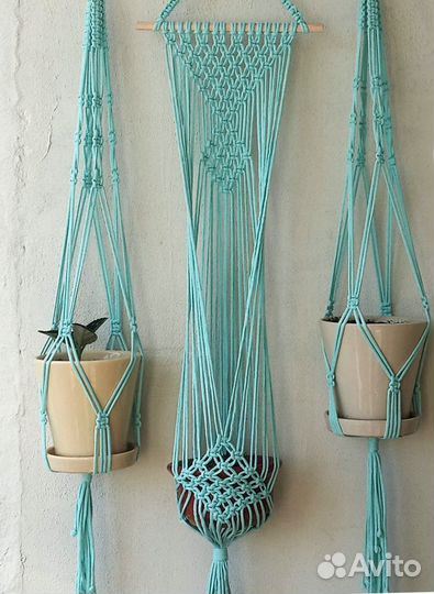 Цветочное кашпо в стиле макраме