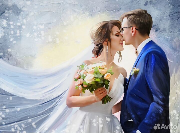 Портрет по фото на холсте под заказ