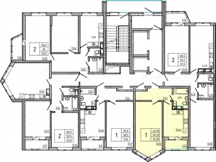 2-к. квартира, 40,9 м², 13/18 эт.