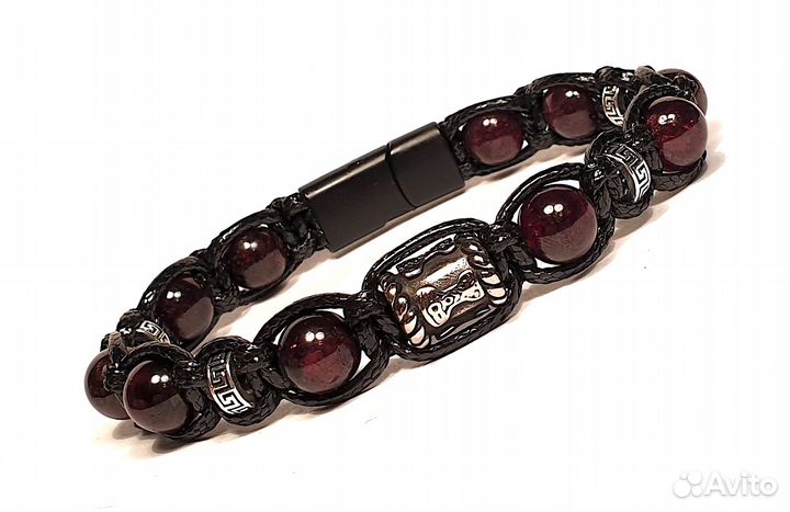 Мужской браслет Молот Тора Гранат Обсидан Яшма