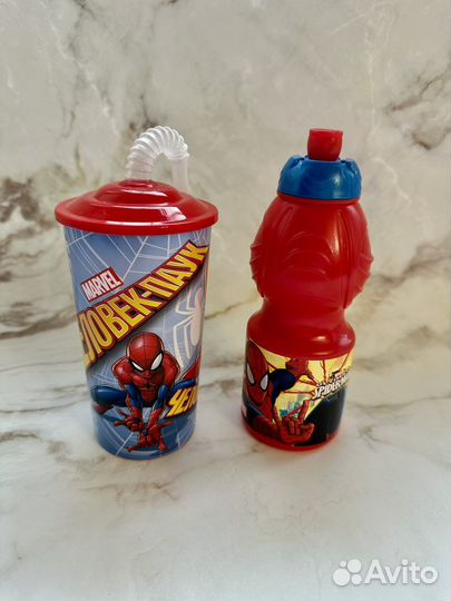 Стакан и бутылка для воды Человек Паук