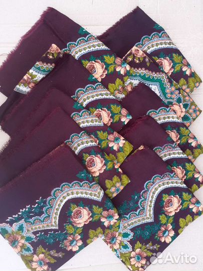 Платки чистошерстяные 85см с этикетками Павлопосад