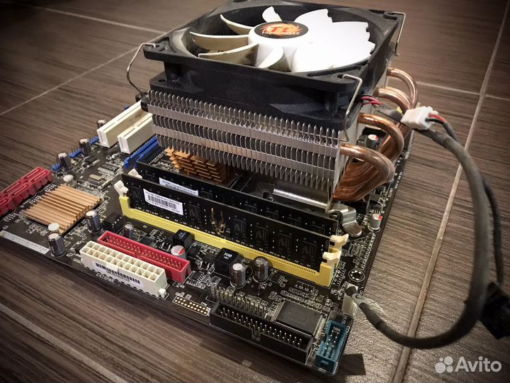 Комплект мать проц оперативка и радиатор 6 трубок