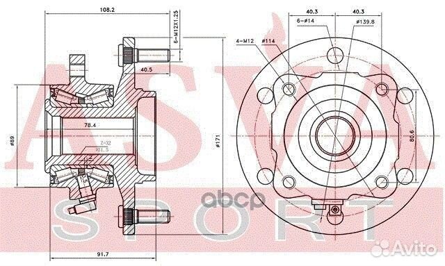 Ступица колеса зад прав/лев nswha60R asva