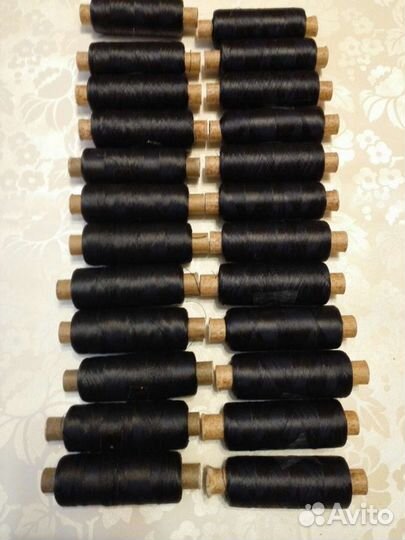 Нитки лавсан черные,бобина 700м