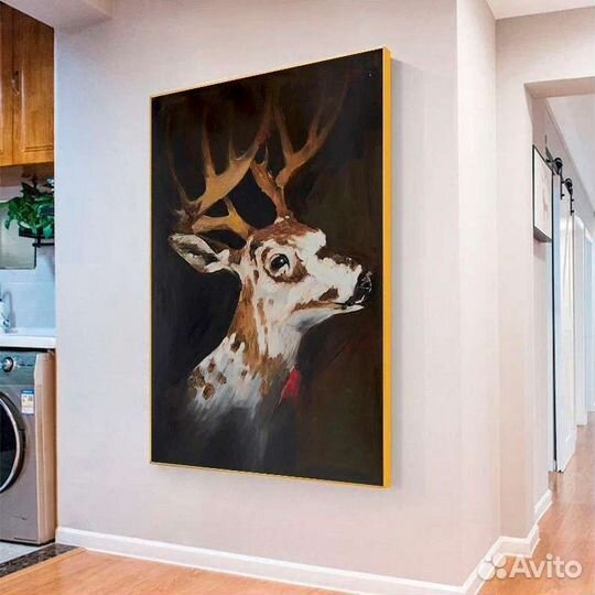 Картина интерьерная маслом на холсте Олень