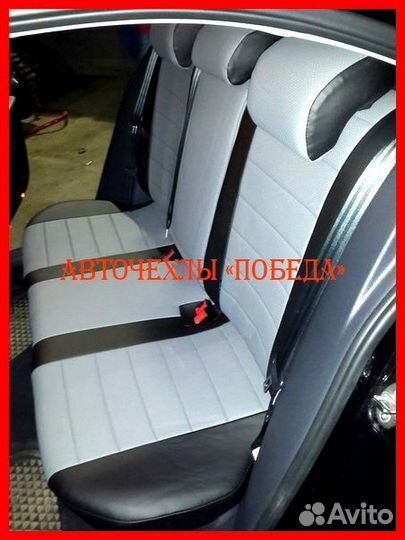 Чехлы Volkswagen Jetta 6 из экокожи чёрно-серые