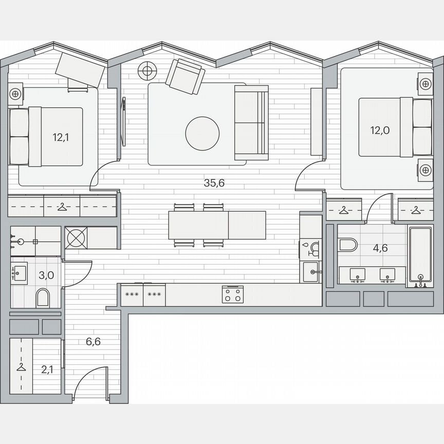 2-к. квартира, 75,5 м², 2/7 эт.