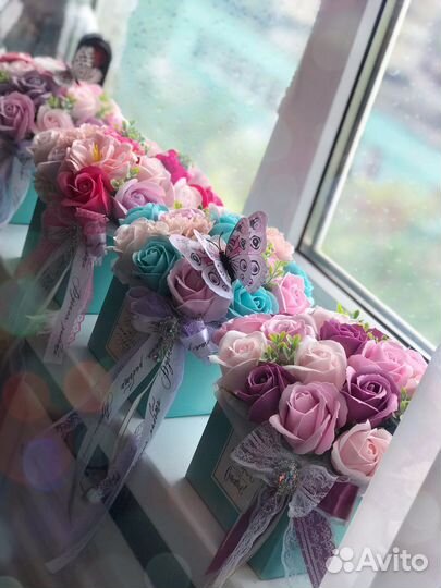 Букеты из мыльных роз
