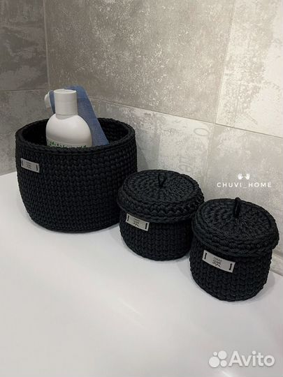 Вязаные корзины. Набор из 3х штук