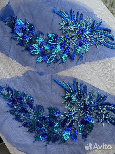 Декор пришивной/цветы на сетке/ткань декоративная