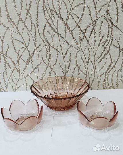 Салатник, конфетницы карамельное стекло СССР
