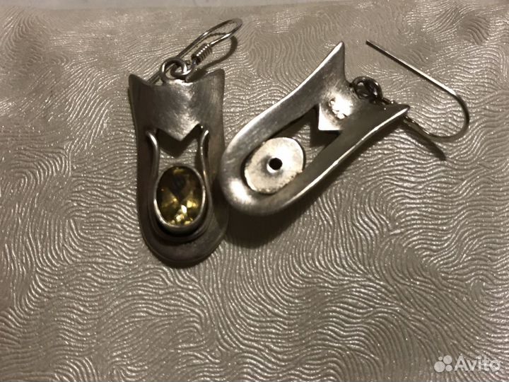 Серьги серебро изумруды новые Индия