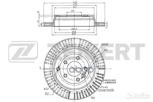 Диск торм. зад. Land Rover Discovery III IV 04