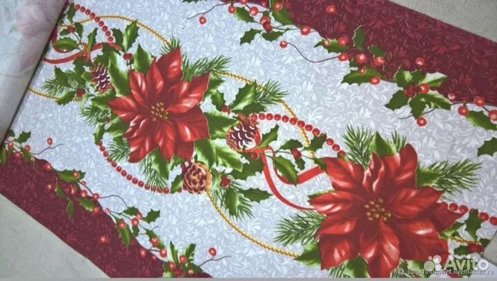 Продам новогоднюю ткань дорожка 100хб