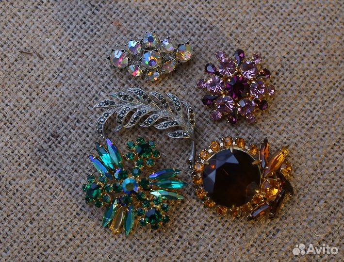 Запонки позолоченные зеленый хрусталь XX век