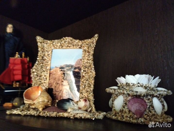 Фоторамка шкатулка ракушки декор сувенир