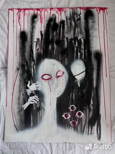 Картина акрил, акварель, баллончики