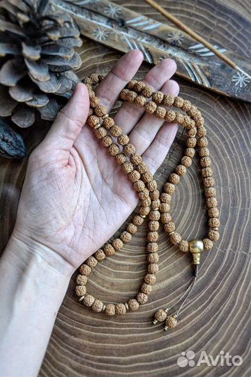 Четки из рудракши 108 бусин мужские 5 ликов