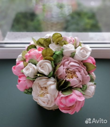 Зефирные букеты из пионов и роз / Зефирные цветы
