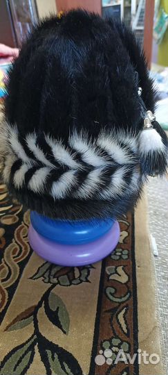 Шапка женская вязаная с мехом (норка)