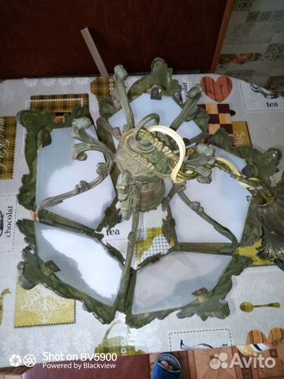 Люстра фонарь СССР бронзовая