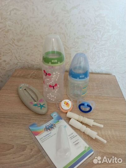 Бутылочки, термометр и др