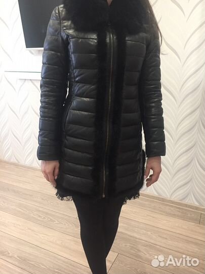 Кожаный пуховик