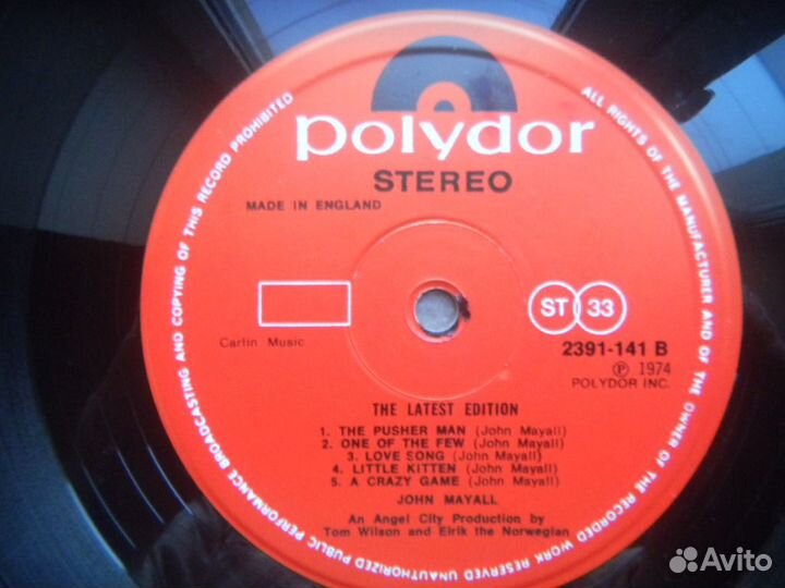 John Mayall/The Latest Edition UK. Polydor 74 EX+