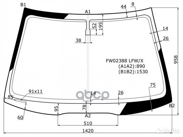Стекло лобовое honda accord 02-08/acura TSX 4/5