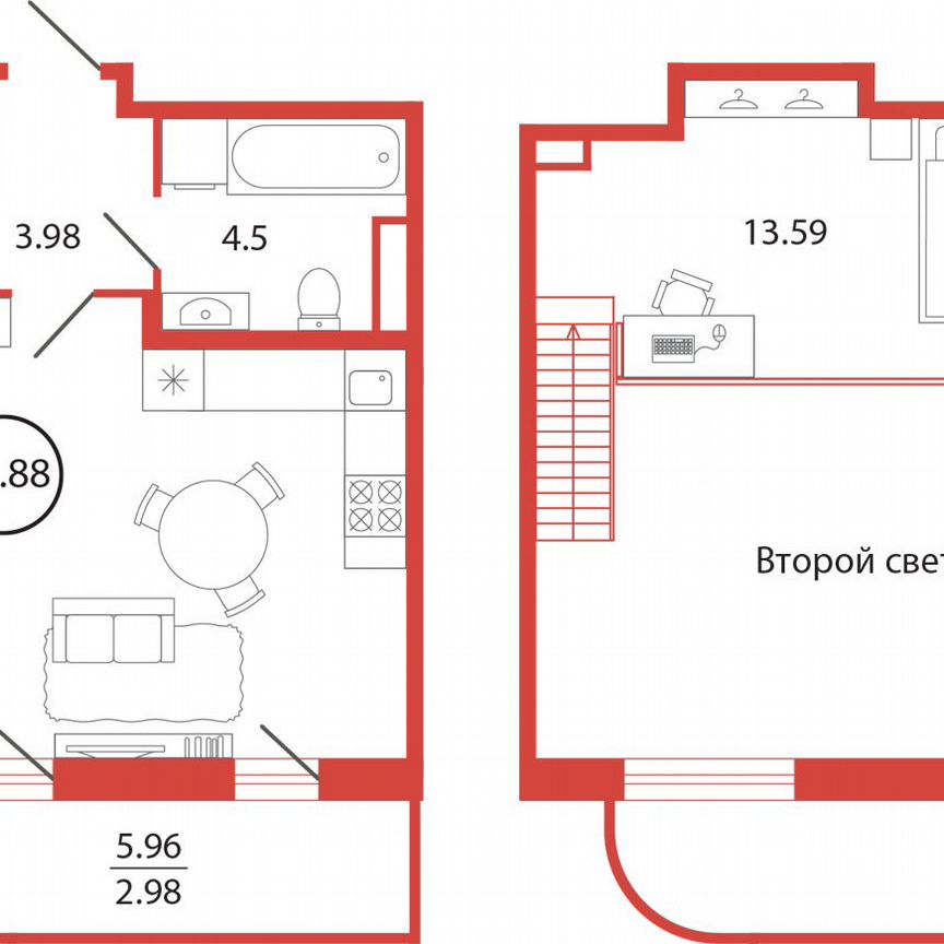 Квартира-студия, 51,9 м², 1/12 эт.