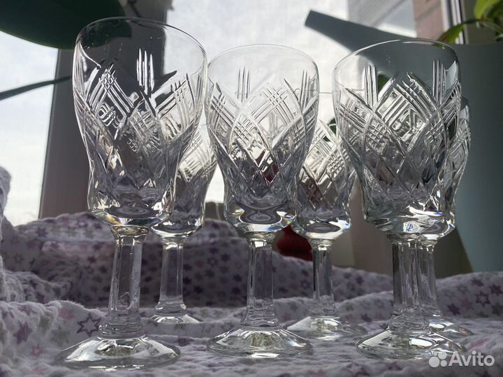 Набор из 6 рюмок в технике алмазной грани,хрусталь
