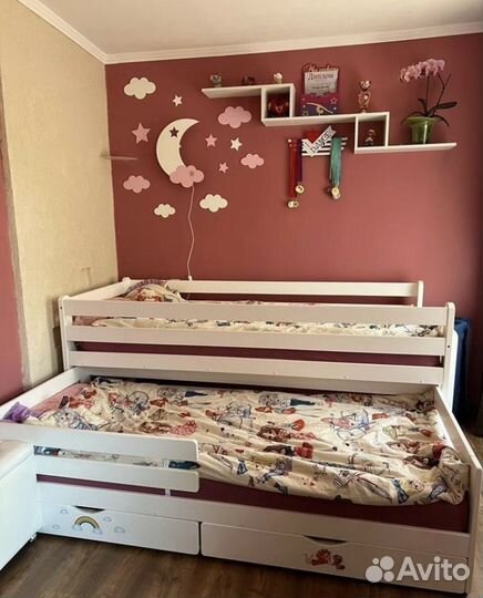Кровать для двоих детей с ящиками