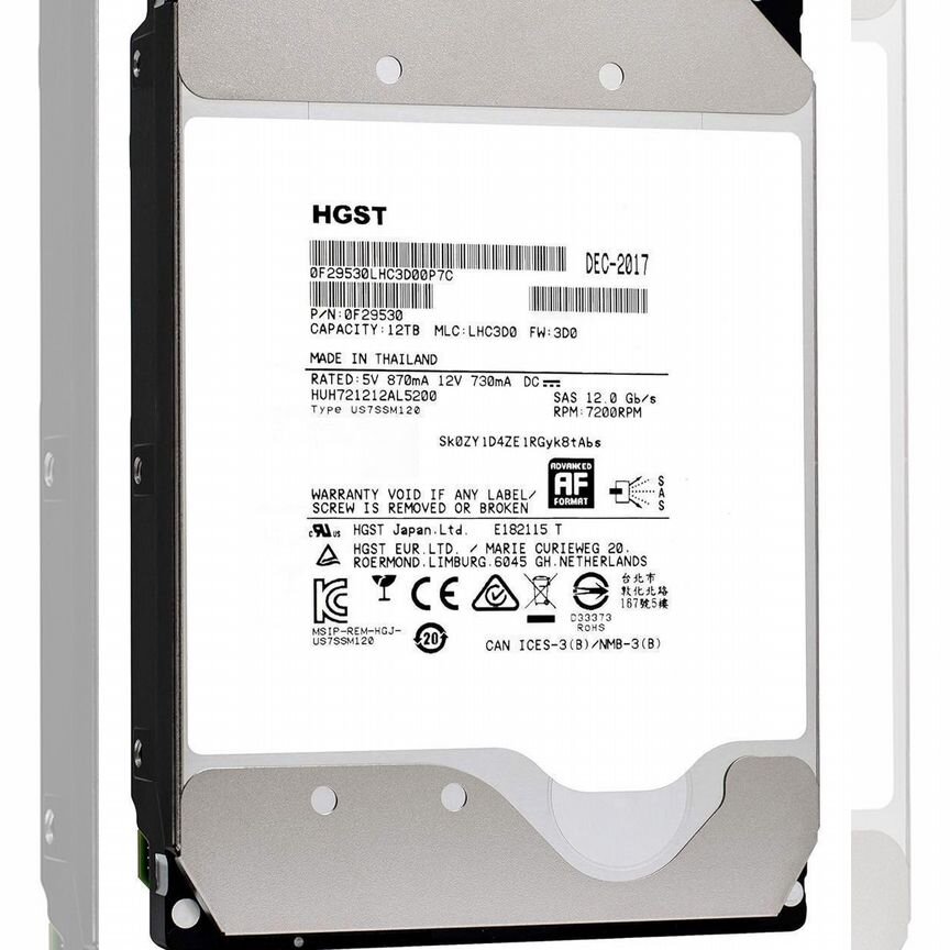 [HUH721212AL5200] Жесткий Диск Hgst 12tb Sas 3,5 Huh721212al5200