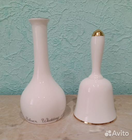 Ваза колокольчик Серебряная свадьба фарфор Англия