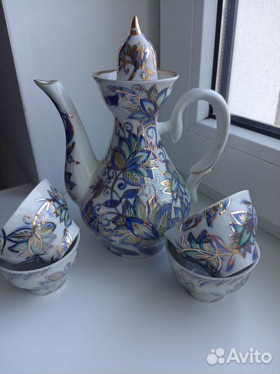 Чайный набор для 4 персон, фарфор, золочение, СССР