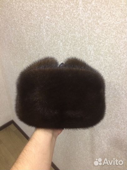 Шапка ушанка из меха норки