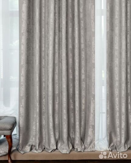 Портьеры мрамор Зарина Светло-серый шторы
