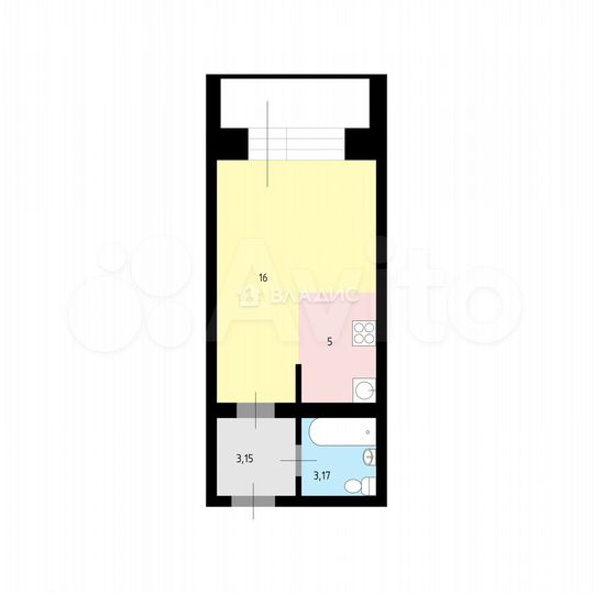 Квартира-студия, 27,5 м², 3/3 эт.