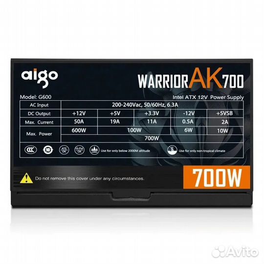 Блок питания aigo warrior AK700W, черный