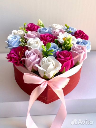 Букет из мыльных цветов сердце