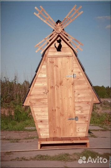 Дачный туалет деревянный прямоугольник RKC