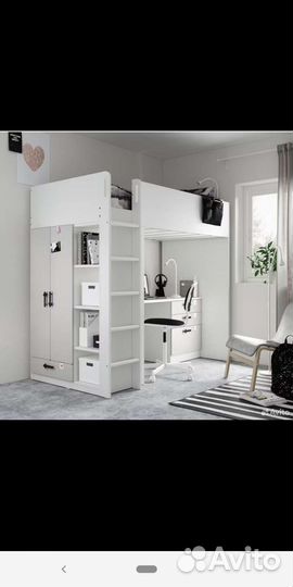 Кровать чердак IKEA смостад