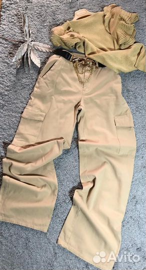 Брюки карго,джоггеры,бежевые и хаки Италия