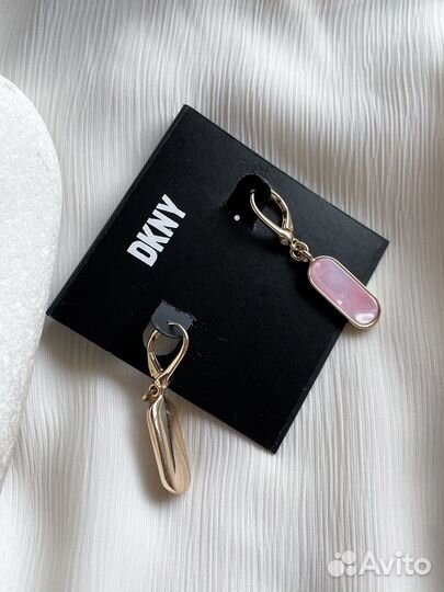 Новые серьги Dkny под розовый кварц оригинал